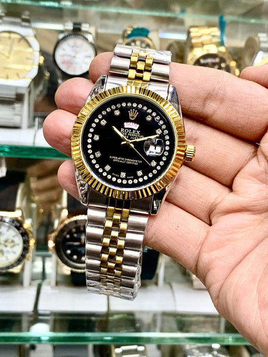 Rolex Two Tone Day And Date Jublee Chain Watch