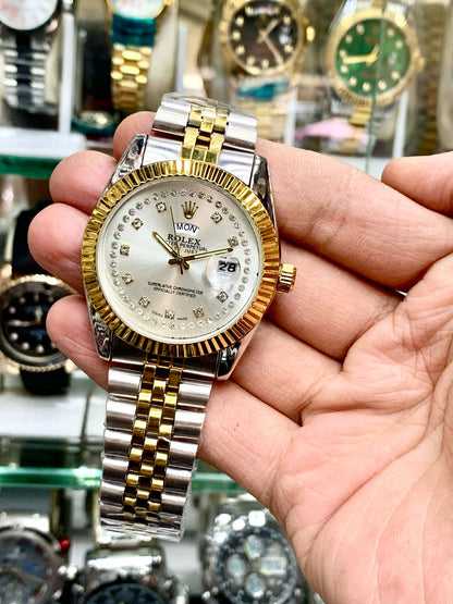 Rolex Two Tone Day And Date Jublee Chain Watch